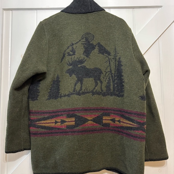 Vintage Wooded River Reversible Wool Blend Jacket Moose Lodgecore USA Made M - Picture 6 of 10